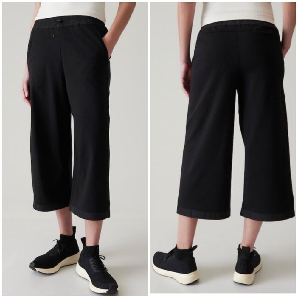 Athleta TALL Triumph Hybrid Wide Crop Pants Black XL